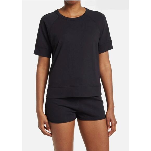 James Perse Lightweight French Terrycloth Black Sweatshirt in Black Size Small - Picture 1 of 5